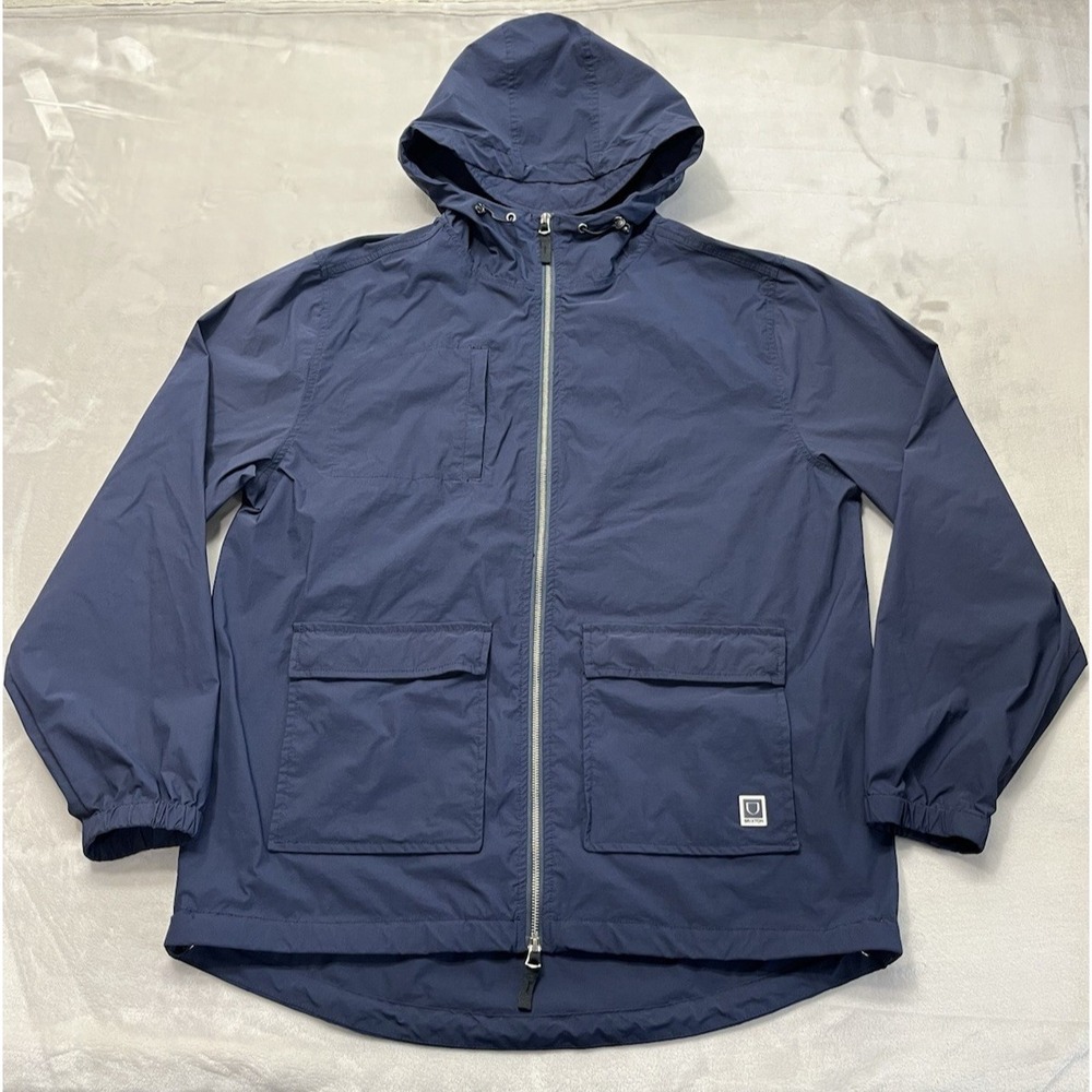 Brixton Utility Parka Jacket Men XL Navy Blue Full Zip Stretch Hooded Outdoor